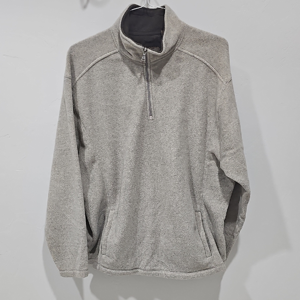 St. John's Bay Men's Light Tan Heathered 3/4 Zip-Up Fleece Sweater